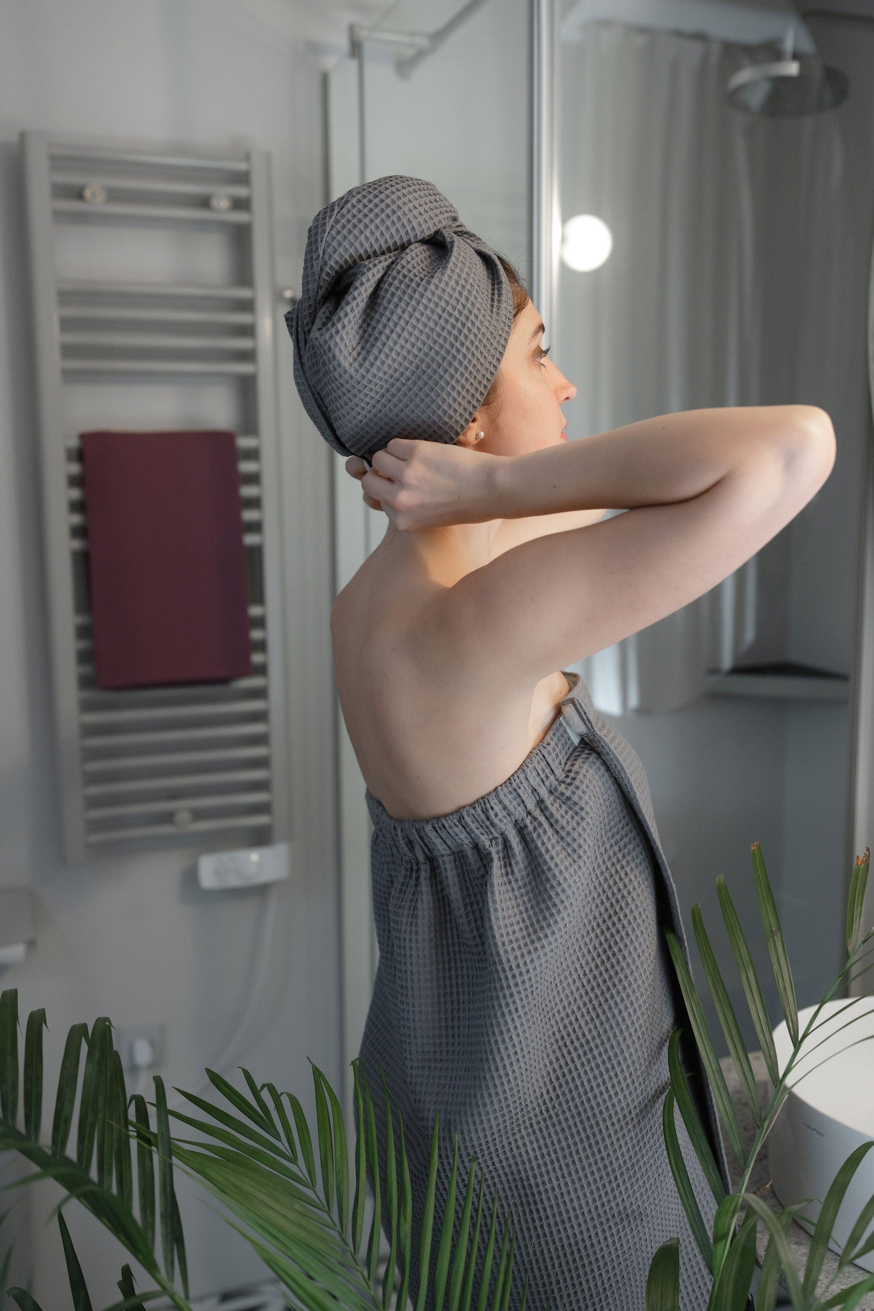Cotton Waffle Sauna Wrap With Velcro