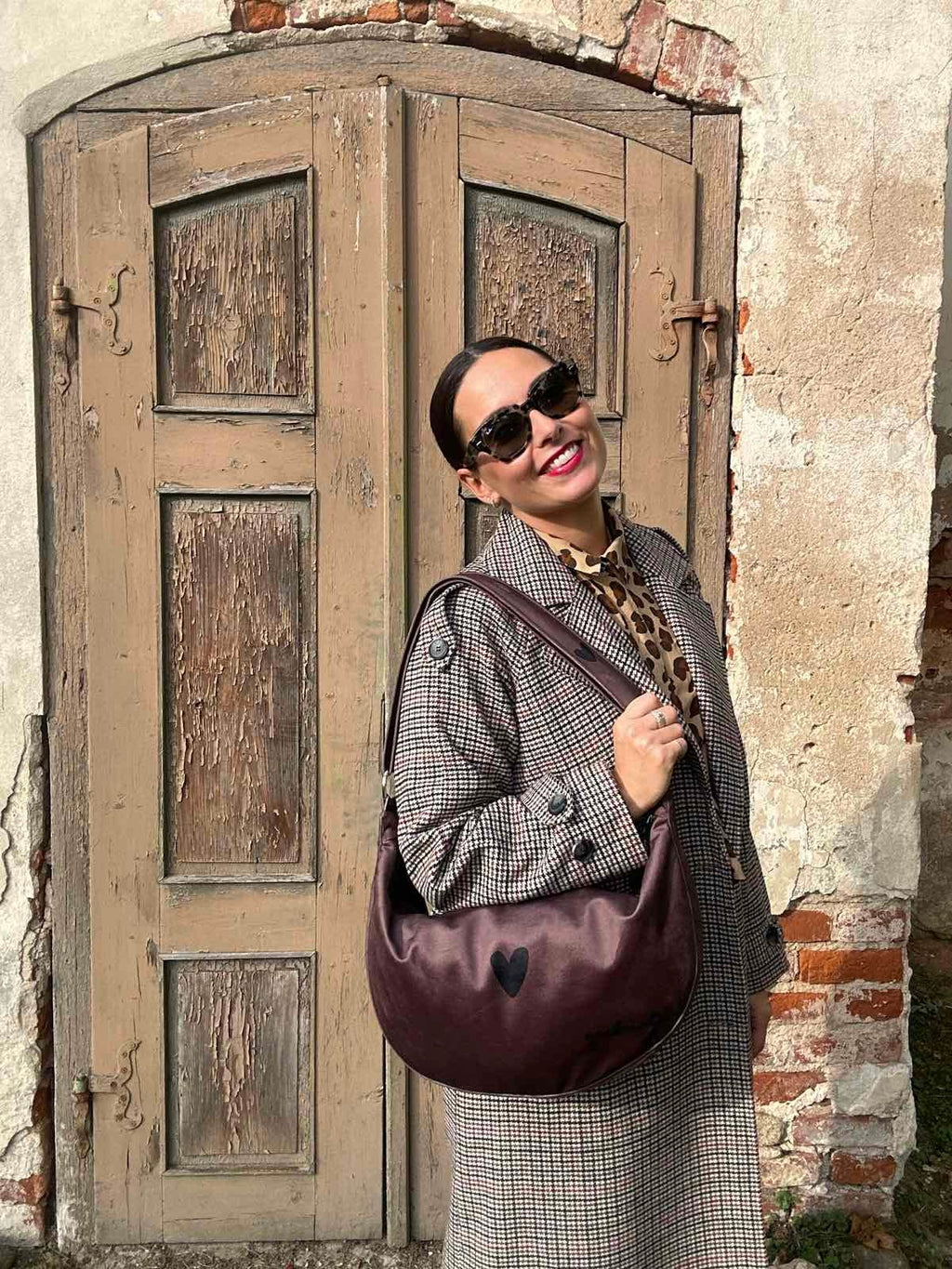 Hobo Bag Heart - Brown