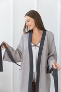 Lněný vaflový župan Light Grey & Grey – elegantní dvoubarevný wellness styl