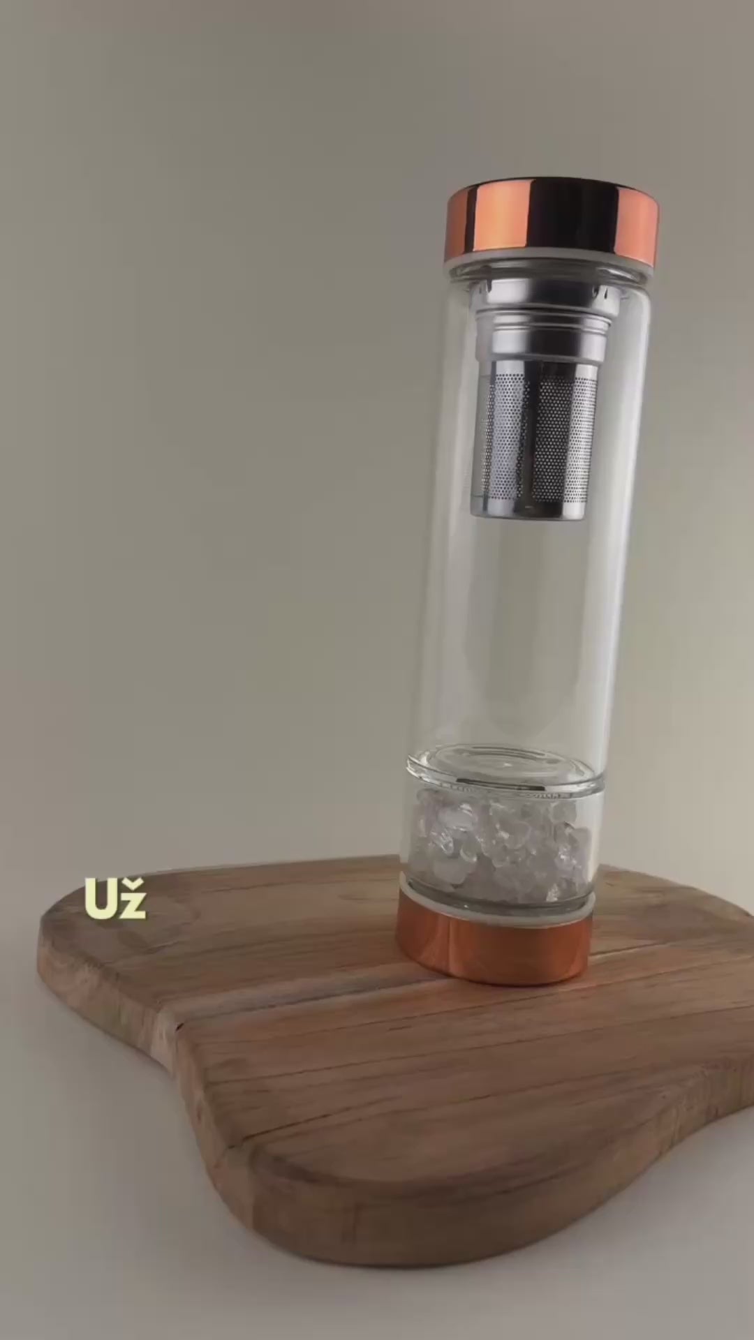 Skleněná infuzní láhev na čaj s ametystem, 400 ml